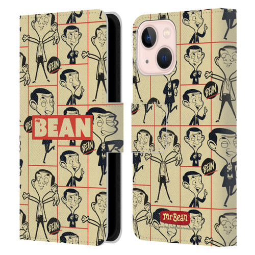 Mr. Bean: The Animated Series Graphic Art Collage Leather Book Wallet Case Cover For Apple iPhone 13 Mini
