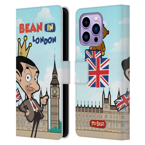 Mr. Bean: The Animated Series Graphic Art Bean In London Leather Book Wallet Case Cover For Apple iPhone 14 Pro Max