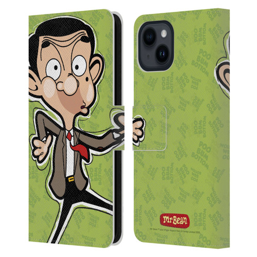 Mr. Bean: The Animated Series Graphic Art Face Leather Book Wallet Case Cover For Apple iPhone 15