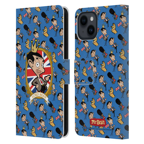 Mr. Bean: The Animated Series Graphic Art Royal Bean Leather Book Wallet Case Cover For Apple iPhone 15