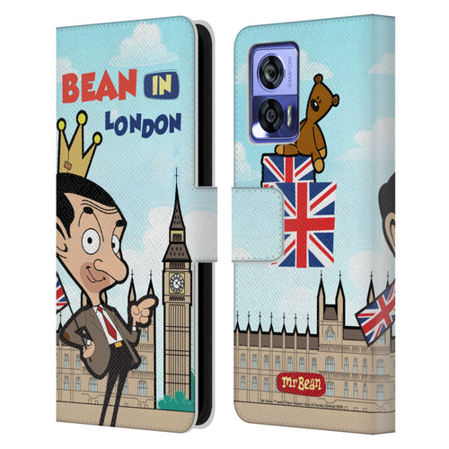Mr. Bean: The Animated Series Graphic Art Bean In London Leather Book Wallet Case Cover For Motorola Edge 30 Neo 5G