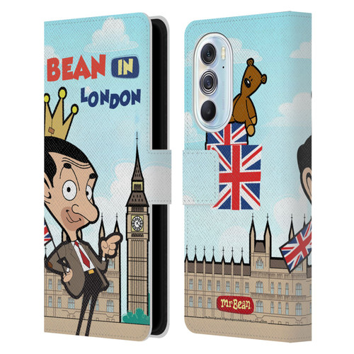 Mr. Bean: The Animated Series Graphic Art Bean In London Leather Book Wallet Case Cover For Motorola Edge X30