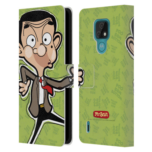 Mr. Bean: The Animated Series Graphic Art Face Leather Book Wallet Case Cover For Motorola Moto E7