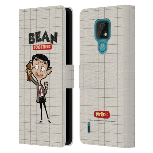 Mr. Bean: The Animated Series Graphic Art With Teddy Leather Book Wallet Case Cover For Motorola Moto E7