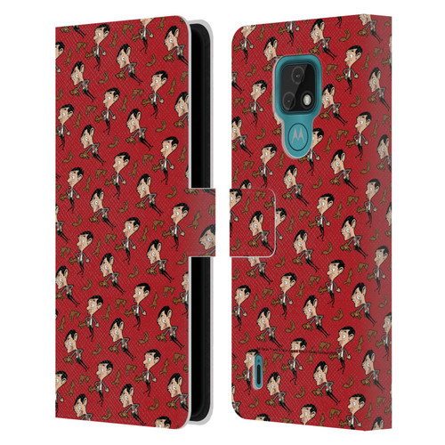Mr. Bean: The Animated Series Graphic Art Teddy Pattern Leather Book Wallet Case Cover For Motorola Moto E7