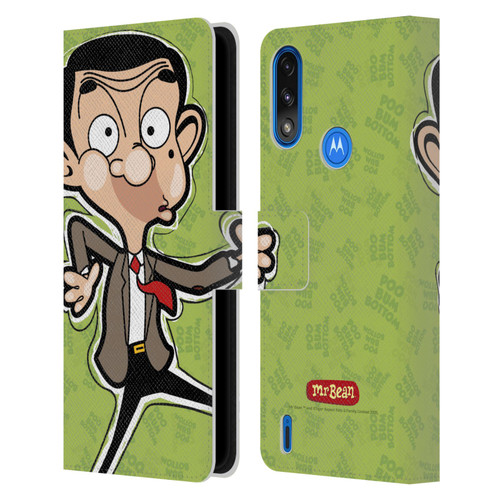 Mr. Bean: The Animated Series Graphic Art Face Leather Book Wallet Case Cover For Motorola Moto E7 Power / Moto E7i Power