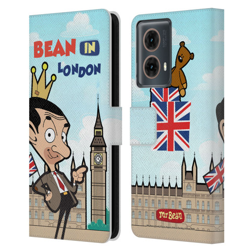 Mr. Bean: The Animated Series Graphic Art Bean In London Leather Book Wallet Case Cover For Motorola Moto G85