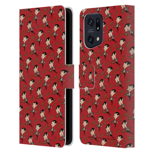Mr. Bean: The Animated Series Graphic Art Teddy Pattern Leather Book Wallet Case Cover For OPPO Find X5