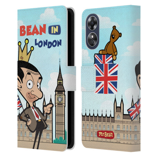 Mr. Bean: The Animated Series Graphic Art Bean In London Leather Book Wallet Case Cover For OPPO A17