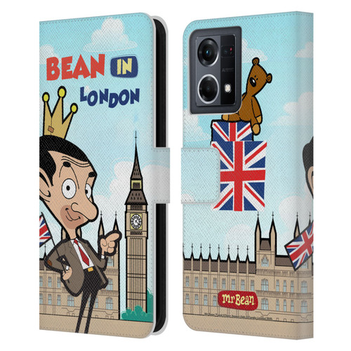 Mr. Bean: The Animated Series Graphic Art Bean In London Leather Book Wallet Case Cover For OPPO Reno8 4G