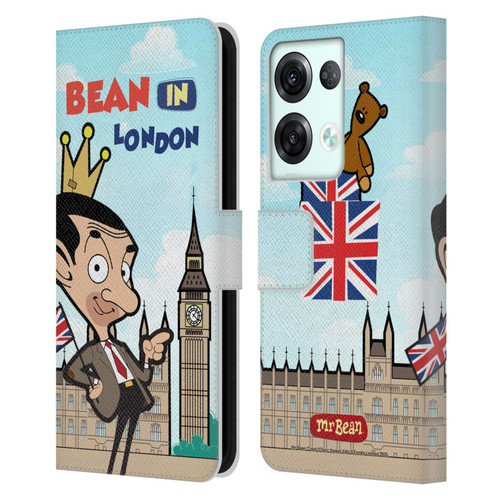 Mr. Bean: The Animated Series Graphic Art Bean In London Leather Book Wallet Case Cover For OPPO Reno8 Pro