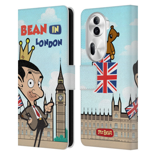 Mr. Bean: The Animated Series Graphic Art Bean In London Leather Book Wallet Case Cover For OPPO Reno11