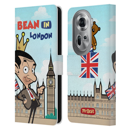 Mr. Bean: The Animated Series Graphic Art Bean In London Leather Book Wallet Case Cover For OPPO Reno11 Pro