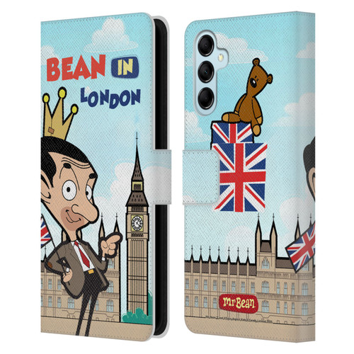 Mr. Bean: The Animated Series Graphic Art Bean In London Leather Book Wallet Case Cover For Samsung Galaxy M14 5G