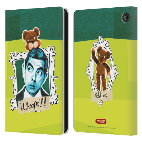 Mr. Bean Doodle Art With Teddy Leather Book Wallet Case Cover For Amazon Fire 7 2022