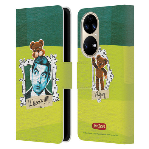 Mr. Bean Doodle Art With Teddy Leather Book Wallet Case Cover For Huawei P50