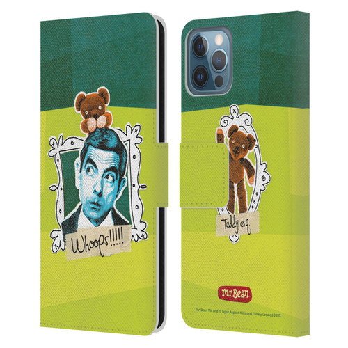 Mr. Bean Doodle Art With Teddy Leather Book Wallet Case Cover For Apple iPhone 12 / iPhone 12 Pro