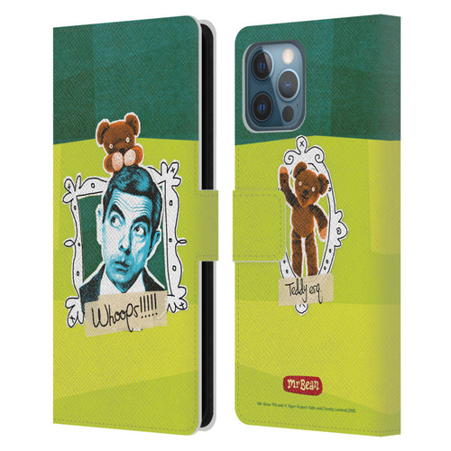 Mr. Bean Doodle Art With Teddy Leather Book Wallet Case Cover For Apple iPhone 12 Pro Max