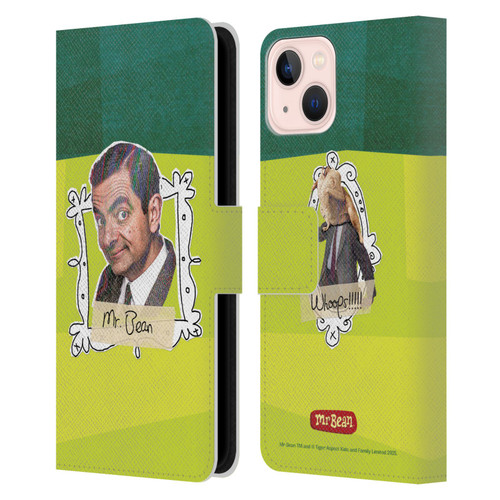 Mr. Bean Doodle Art Portrait Leather Book Wallet Case Cover For Apple iPhone 13