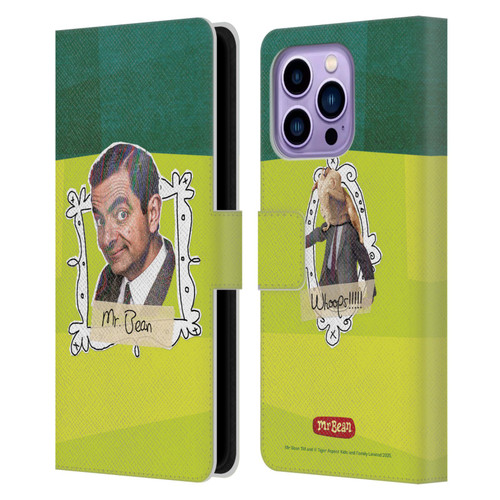 Mr. Bean Doodle Art Portrait Leather Book Wallet Case Cover For Apple iPhone 14 Pro Max