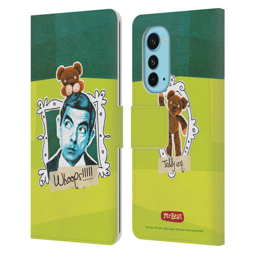 Mr. Bean Doodle Art With Teddy Leather Book Wallet Case Cover For Motorola Edge (2022)