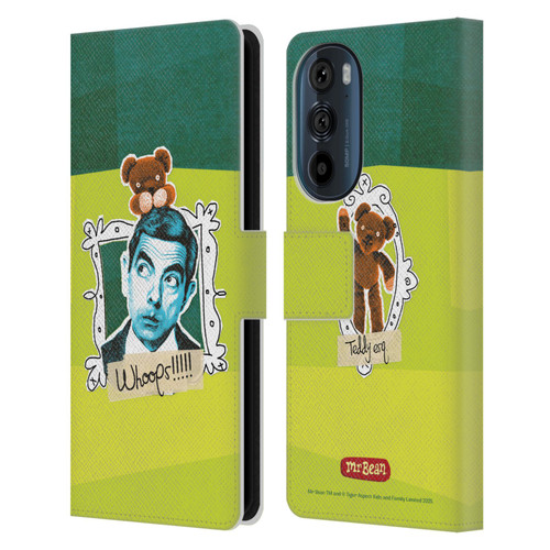 Mr. Bean Doodle Art With Teddy Leather Book Wallet Case Cover For Motorola Edge 30 Mr. Bean Doodle Art With Teddy Leather Book Wallet Case Cover For Motorola Edge 30