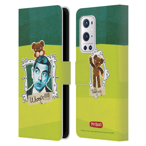 Mr. Bean Doodle Art With Teddy Leather Book Wallet Case Cover For OnePlus 9 Pro