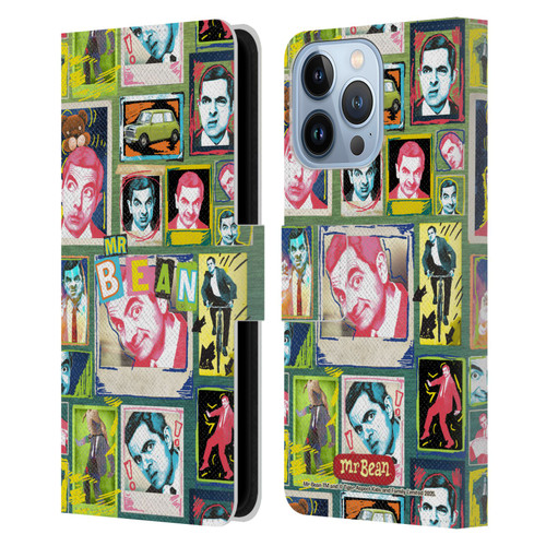 Mr. Bean Graphic Art Collage Leather Book Wallet Case Cover For Apple iPhone 13 Pro