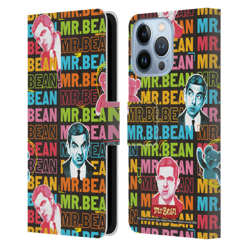 Mr. Bean Graphic Art With Teddy Leather Book Wallet Case Cover For Apple iPhone 13 Pro