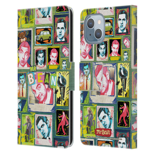 Mr. Bean Graphic Art Collage Leather Book Wallet Case Cover For Apple iPhone 14