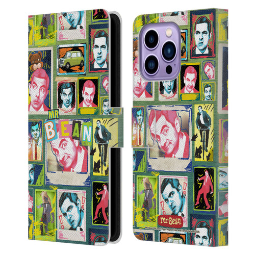 Mr. Bean Graphic Art Collage Leather Book Wallet Case Cover For Apple iPhone 14 Pro Max
