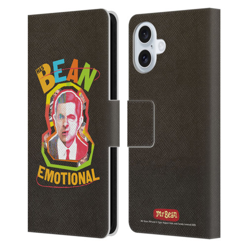 Mr. Bean Graphic Art Bean Emotional Leather Book Wallet Case Cover For Apple iPhone 16 Plus