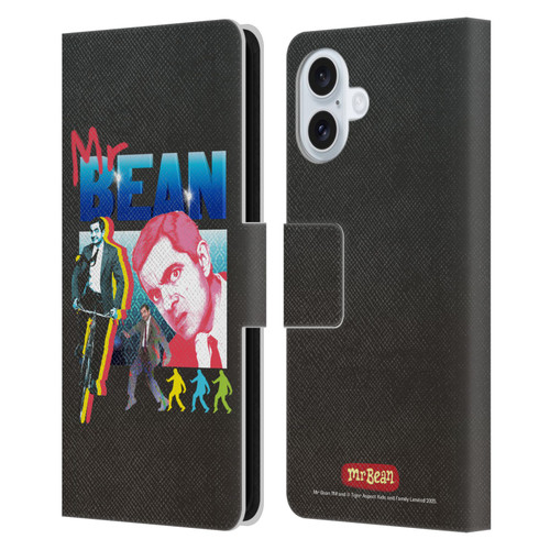 Mr. Bean Graphic Art Bike Leather Book Wallet Case Cover For Apple iPhone 16 Plus