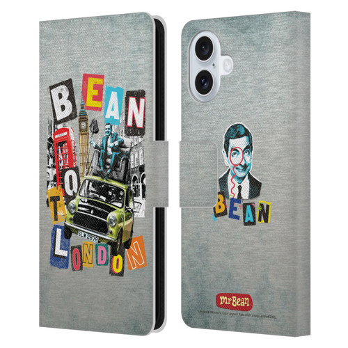 Mr. Bean Graphic Art Bean To London Leather Book Wallet Case Cover For Apple iPhone 16 Plus