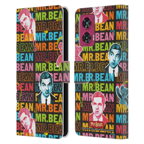 Mr. Bean Graphic Art With Teddy Leather Book Wallet Case Cover For Motorola Edge 50 Fusion