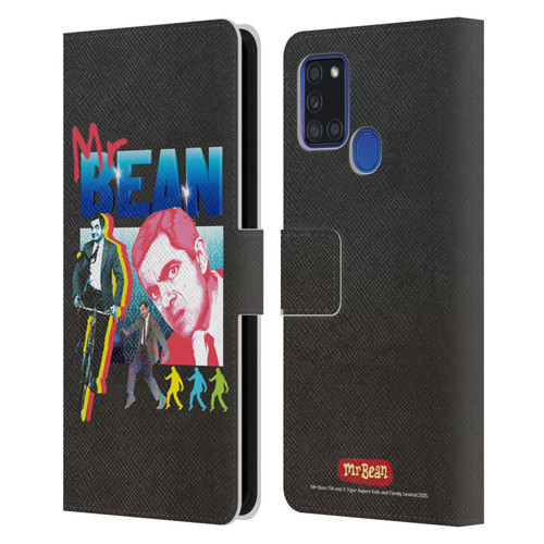 Mr. Bean Graphic Art Bike Leather Book Wallet Case Cover For Samsung Galaxy A21s (2020)
