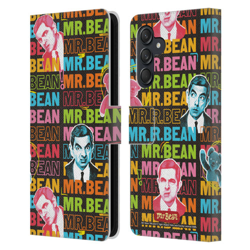 Mr. Bean Graphic Art With Teddy Leather Book Wallet Case Cover For Samsung Galaxy M55 5G