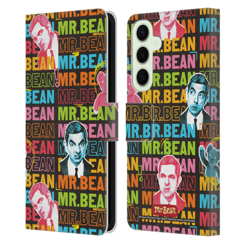 Mr. Bean Graphic Art With Teddy Leather Book Wallet Case Cover For Samsung Galaxy S25+