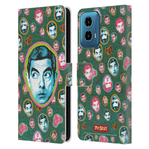 Mr. Bean Key Art Collage Leather Book Wallet Case Cover For Motorola Moto G34 5G