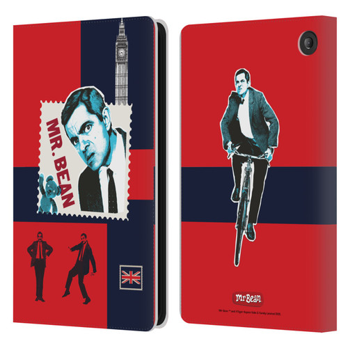 Mr. Bean London Art UK Art Leather Book Wallet Case Cover For Amazon Fire 7 2022