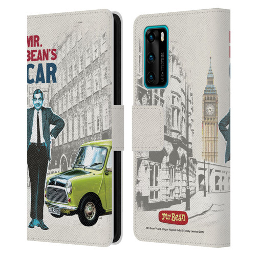 Mr. Bean London Art With Car Leather Book Wallet Case Cover For Huawei P40 5G