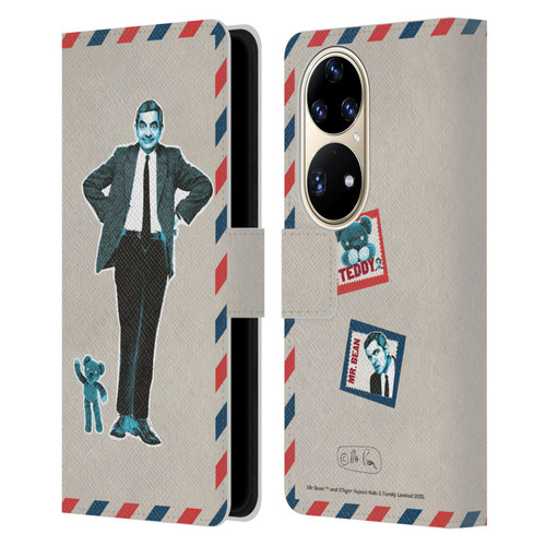 Mr. Bean London Art Postcard Leather Book Wallet Case Cover For Huawei P50 Pro