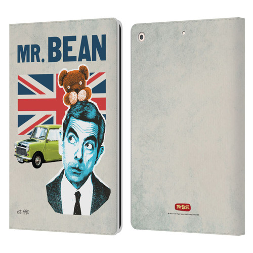 Mr. Bean London Art With Teddy Leather Book Wallet Case Cover For Apple iPad 10.2 2019/2020/2021