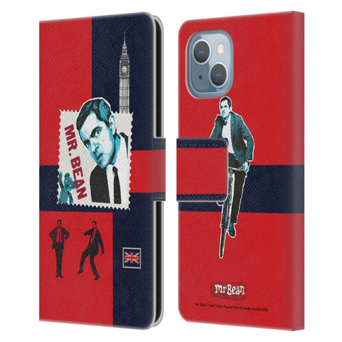 Mr. Bean London Art UK Art Leather Book Wallet Case Cover For Apple iPhone 14