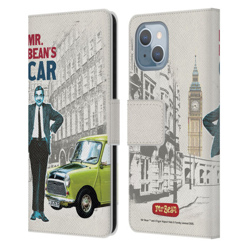 Mr. Bean London Art With Car Leather Book Wallet Case Cover For Apple iPhone 14