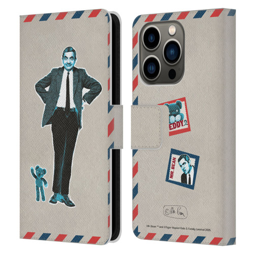 Mr. Bean London Art Postcard Leather Book Wallet Case Cover For Apple iPhone 14 Pro
