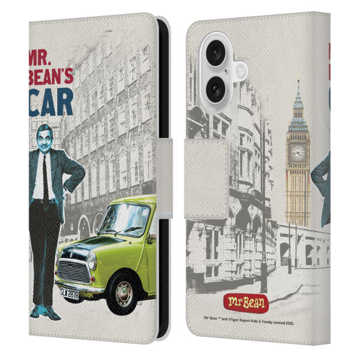 Mr. Bean London Art With Car Leather Book Wallet Case Cover For Apple iPhone 16