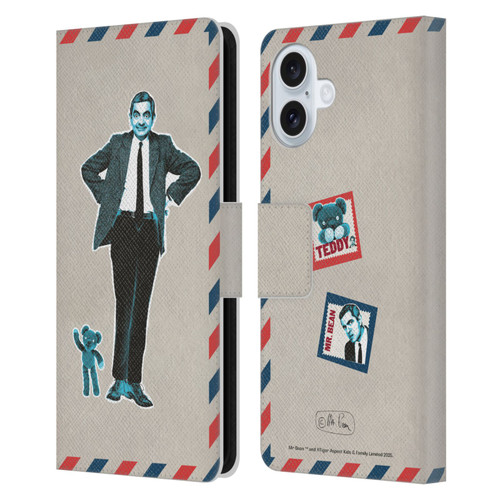 Mr. Bean London Art Postcard Leather Book Wallet Case Cover For Apple iPhone 16 Plus