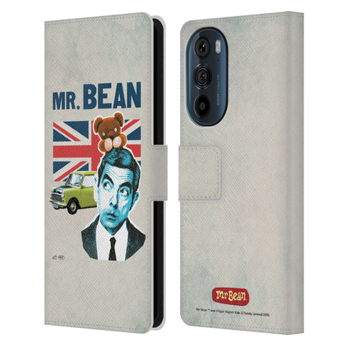 Mr. Bean London Art With Teddy Leather Book Wallet Case Cover For Motorola Edge 30 Mr. Bean London Art With Teddy Leather Book Wallet Case Cover For Motorola Edge 30