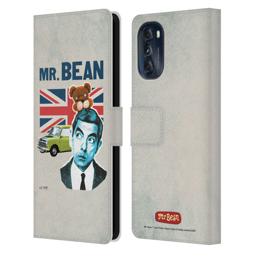 Mr. Bean London Art With Teddy Leather Book Wallet Case Cover For Motorola Moto G (2022)